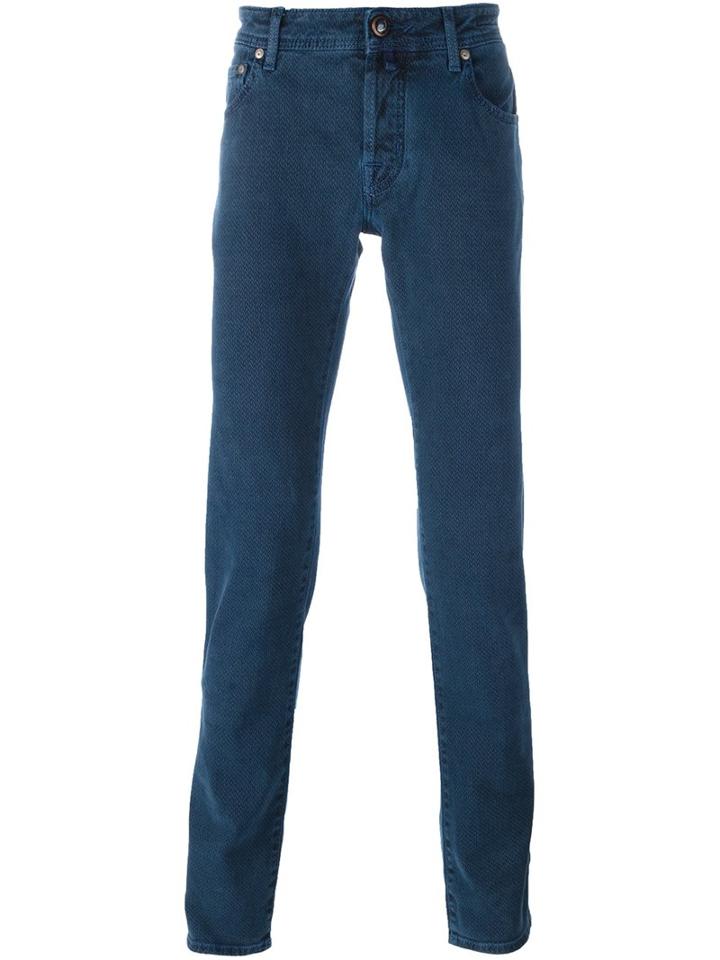 Jacob Cohen Tweed Effect Skinny Jeans, Men's, Size: 31, Blue, Cotton/spandex/elastane