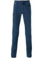 Jacob Cohen Tweed Effect Skinny Jeans, Men's, Size: 31, Blue, Cotton/spandex/elastane