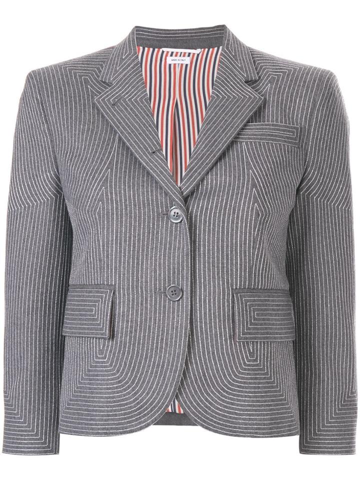 Thom Browne Embroidered Flannel Sport Coat - Grey