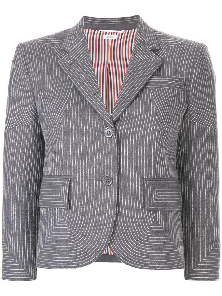 Thom Browne Embroidered Flannel Sport Coat - Grey