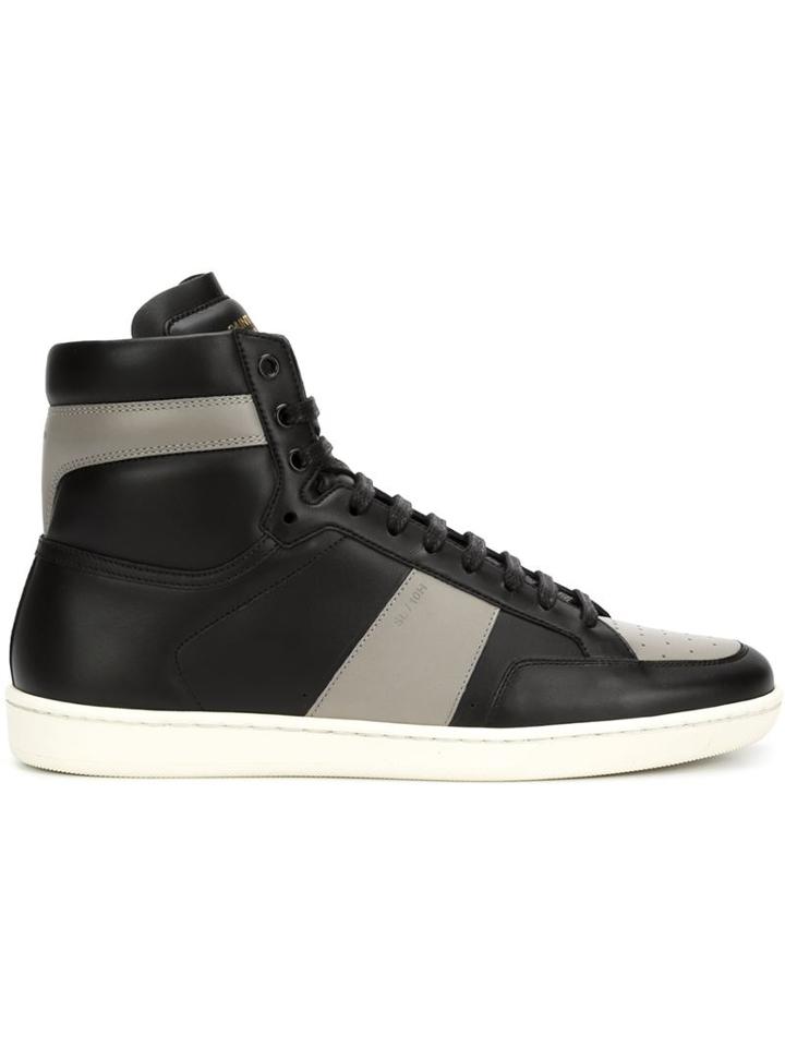 Saint Laurent Court Classic Hi-top Sneakers, Men's, Size: 8, Black, Leather