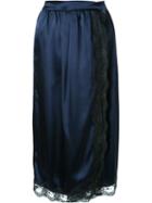 Muveil Lace Trim Wrap Skirt, Women's, Size: 40, Blue, Cupro/polyester/triacetate/nylon