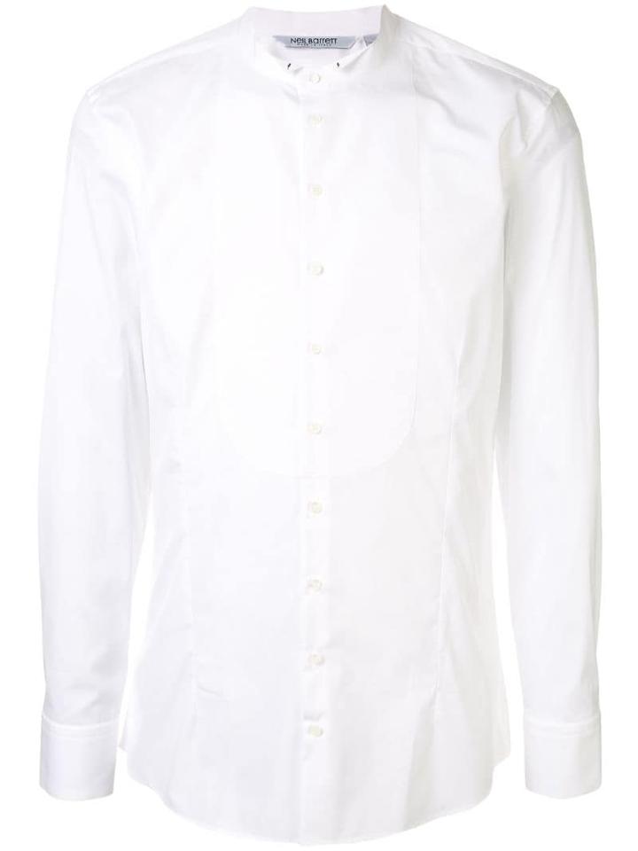 Neil Barrett Collarless Buttoned Shirt - White
