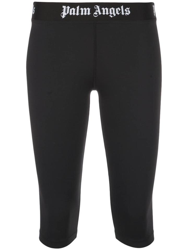 Palm Angels Logo Print Cyclist Leggings - Black