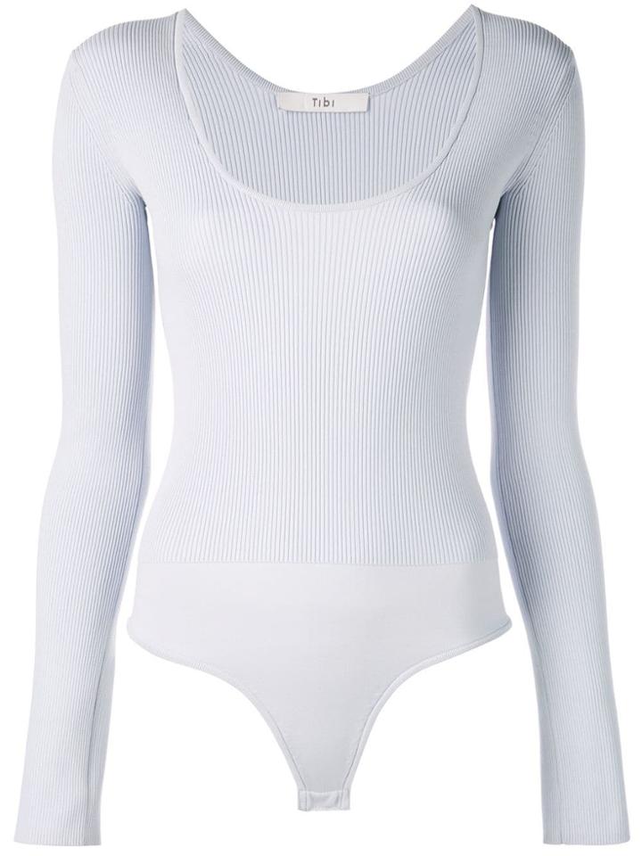 Tibi Tech Poly Decollete Bodysuit - Blue