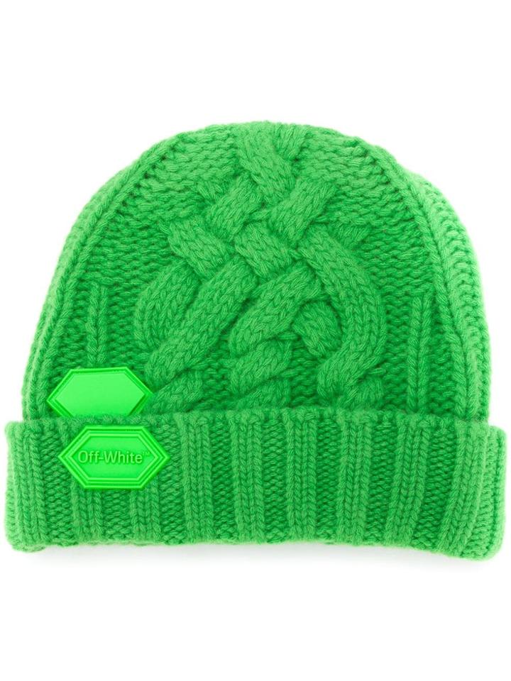 Off-white Logo Patch Beanie - Green