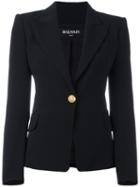 Balmain Fitted Blazer, Women's, Size: 38, Black, Cotton/polyurethane/acetate/viscose