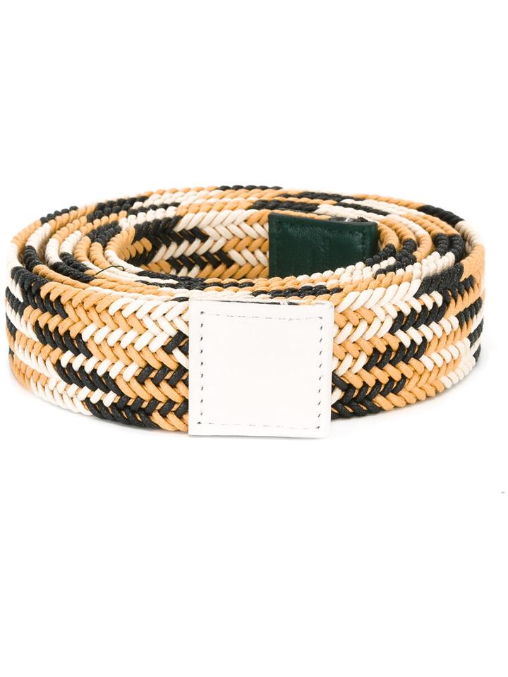 Sofie D'hoore Striped Belt, Women's, Yellow/orange, Cotton/leather