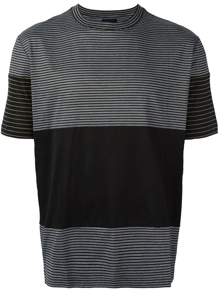 Lanvin Striped Print T-shirt, Men's, Size: Large, Black, Cotton