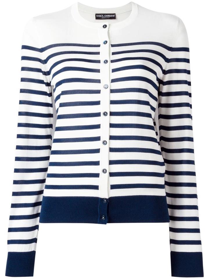 Dolce & Gabbana Striped Knitwear, Women's, Size: 40, White, Silk