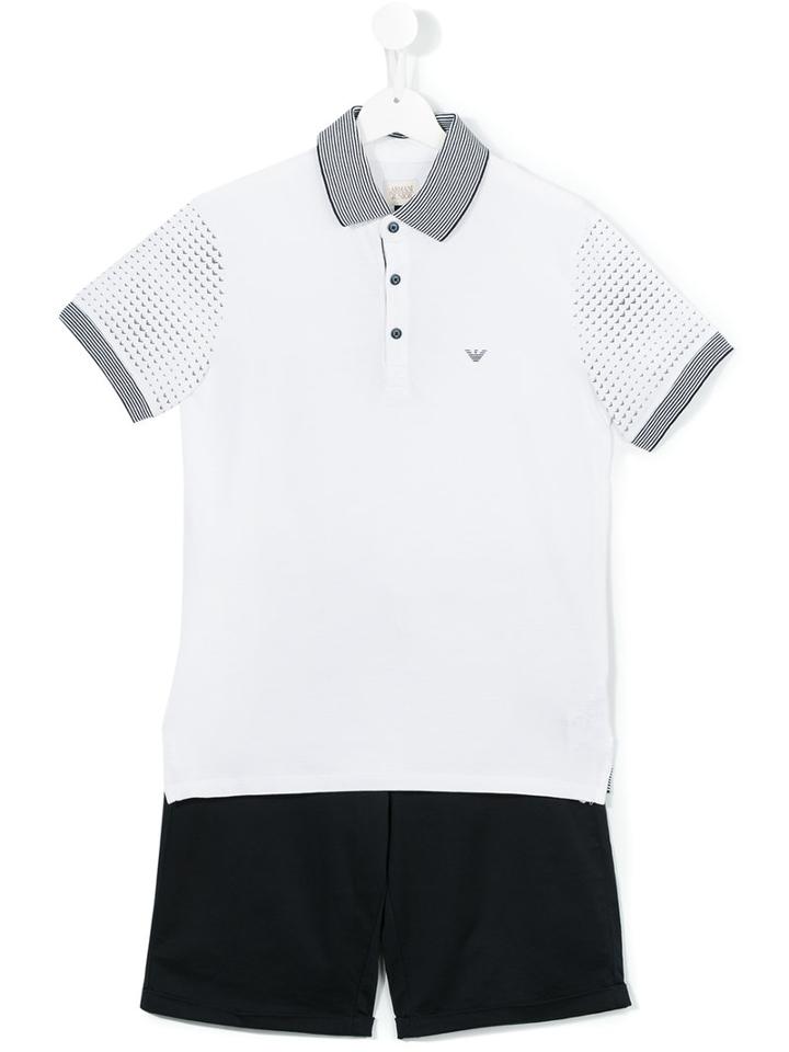 Armani Junior Two Piece Polo Shirt And Shorts, Boy's, Size: 16 Yrs, White