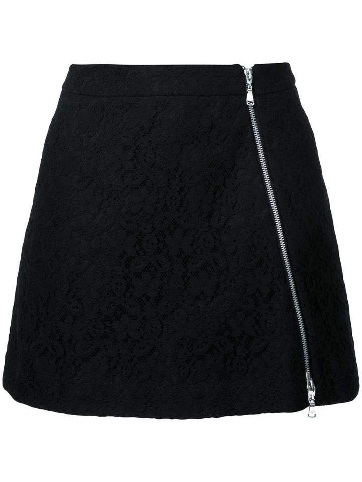 Guild Prime - Zip Up Lace Skirt - Women - Cotton/nylon/rayon - 36, Black, Cotton/nylon/rayon