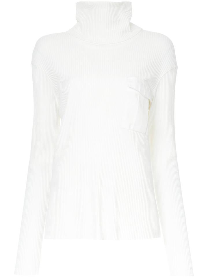 Bassike Funnel Neck Jumper, Women's, Size: 10, White, Elastodiene/polyamide