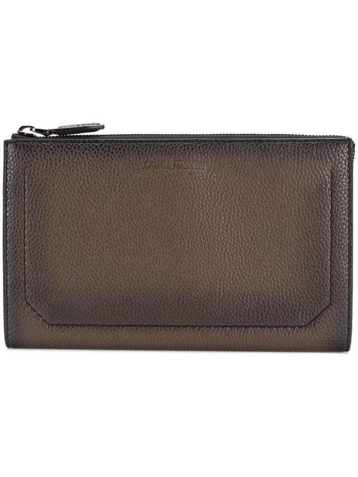 Salvatore Ferragamo Pebbled Grain Clutch Bag - Brown