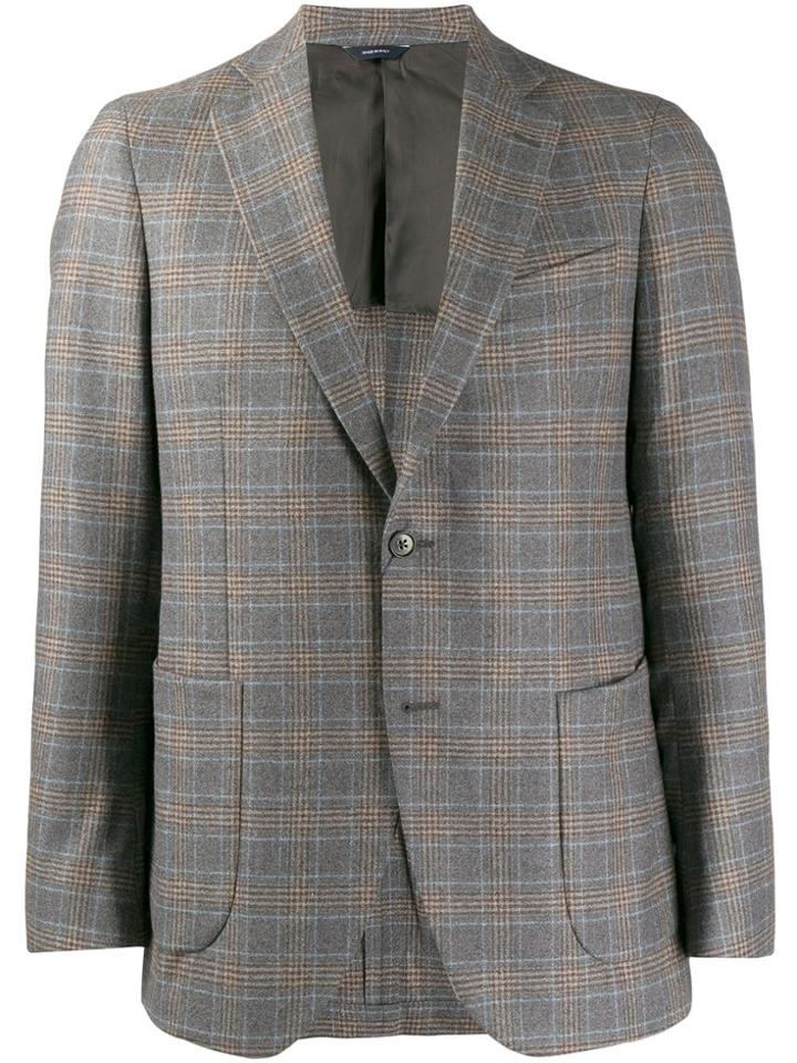 Tombolini Classic Plaid Pattern Blazer - Grey