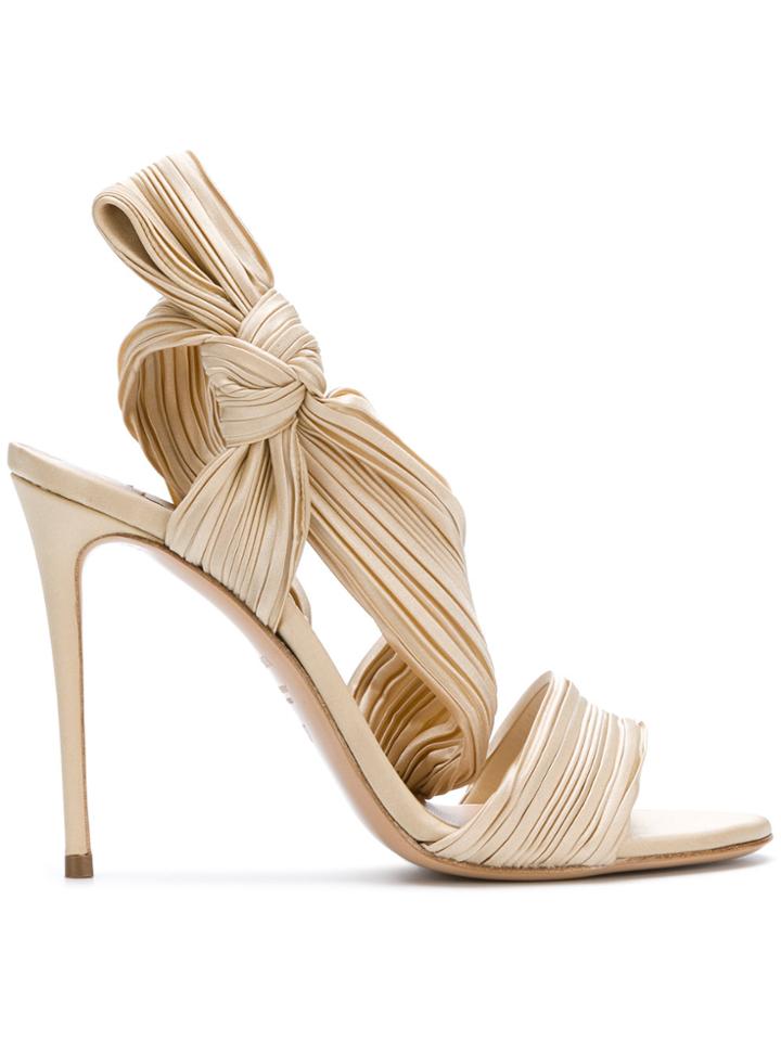 Casadei Pleated Strap Sandals - Nude & Neutrals