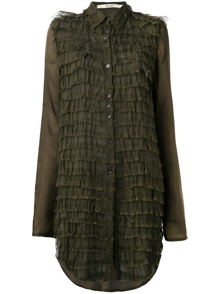 Damir Doma - Ruffle Detail Shirt Top - Women - Viscose - M, Green, Viscose