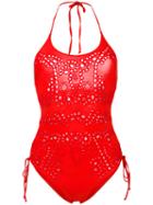 Ermanno Scervino - Lace One-piece Swimsuit - Women - Polyamide/spandex/elastane - 2, Red, Polyamide/spandex/elastane