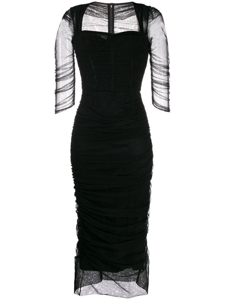 Dolce & Gabbana Ruched Tulle Dress - Black