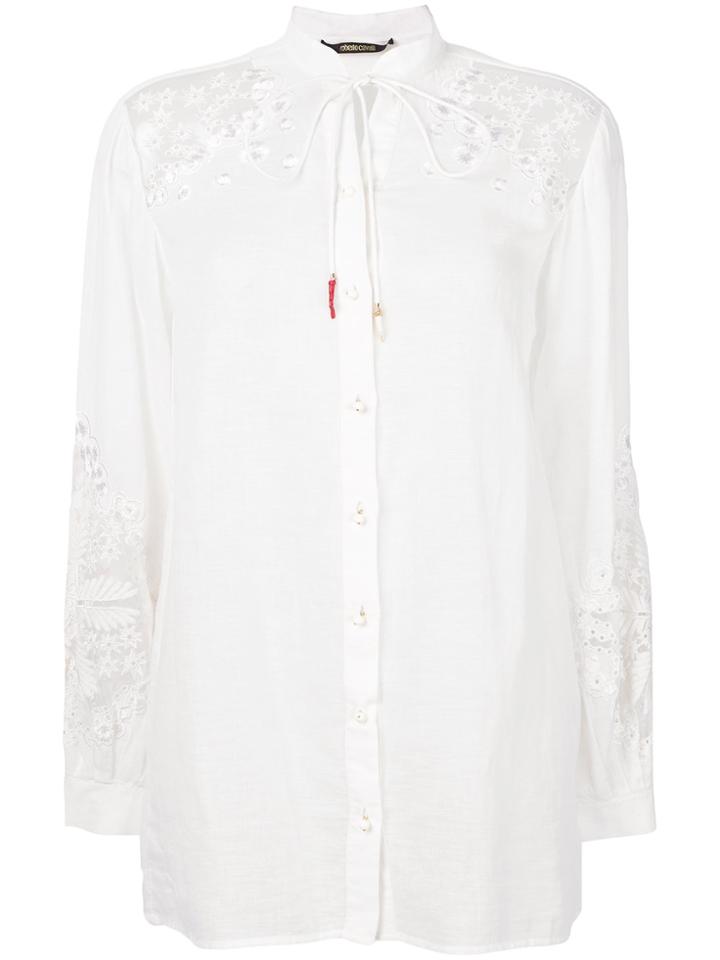 Roberto Cavalli Embroidered Shoulder Shirt - White