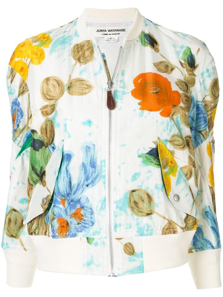 Junya Watanabe Floral Print Bomber Jacket - White