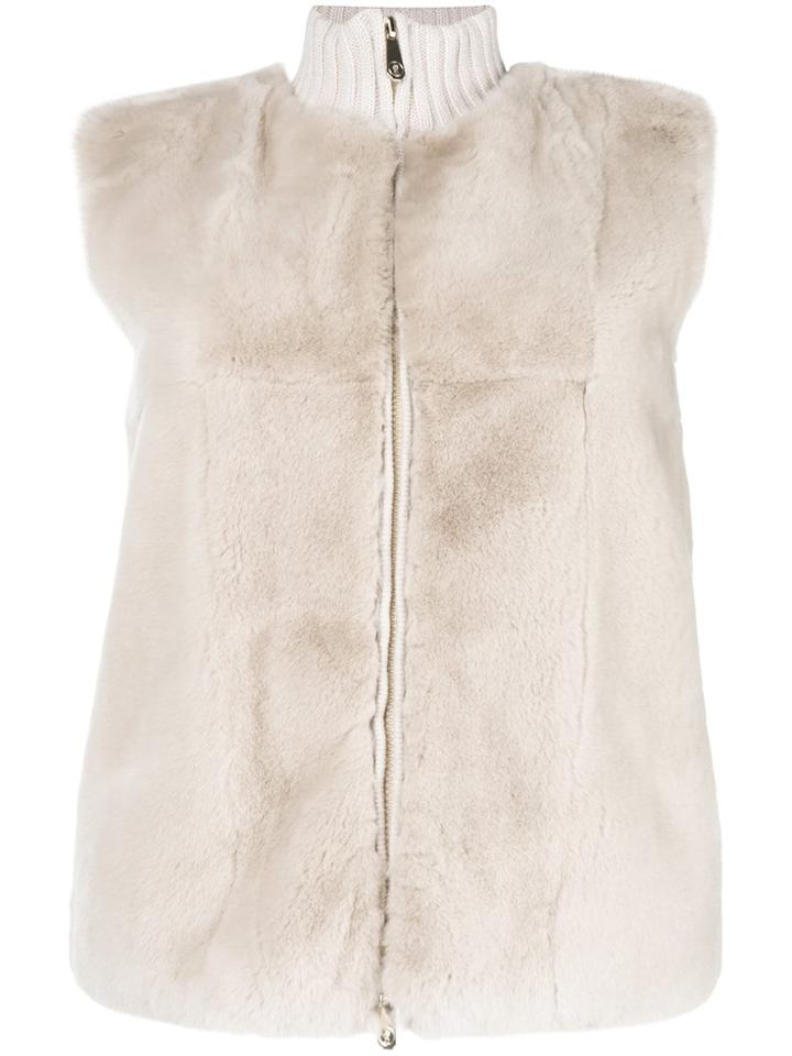 Peserico Panelled Fur Vest - Neutrals