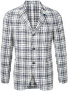 Lardini Checked Blazer, Men's, Size: 50, White, Wool/cotton/acrylic/nylon