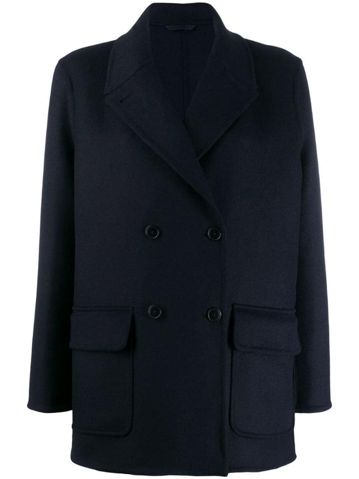 Closed Oversize Flap Pocket Jacket - Blue