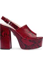 Miu Miu Python-effect Platform Sandals - Red