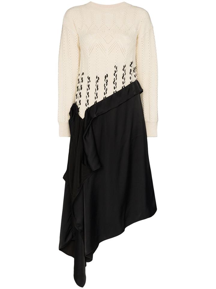 Loewe Contrast Knit Asymmetric Dress - White