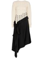 Loewe Contrast Knit Asymmetric Dress - White