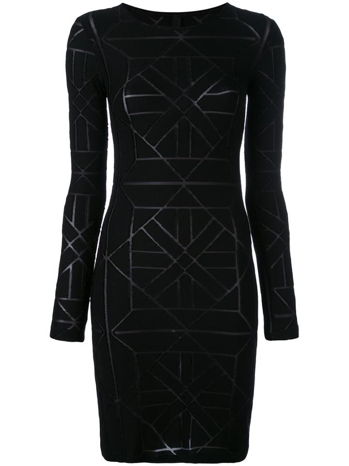 Gareth Pugh - Geometric Pattern Fitted Dress - Women - Nylon/spandex/elastane/viscose - 40, Black, Nylon/spandex/elastane/viscose
