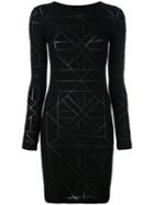Gareth Pugh - Geometric Pattern Fitted Dress - Women - Nylon/spandex/elastane/viscose - 40, Black, Nylon/spandex/elastane/viscose
