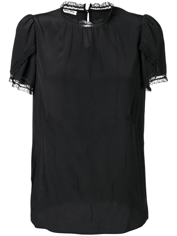 Miu Miu Lace-trim Fitted T-shirt - Black