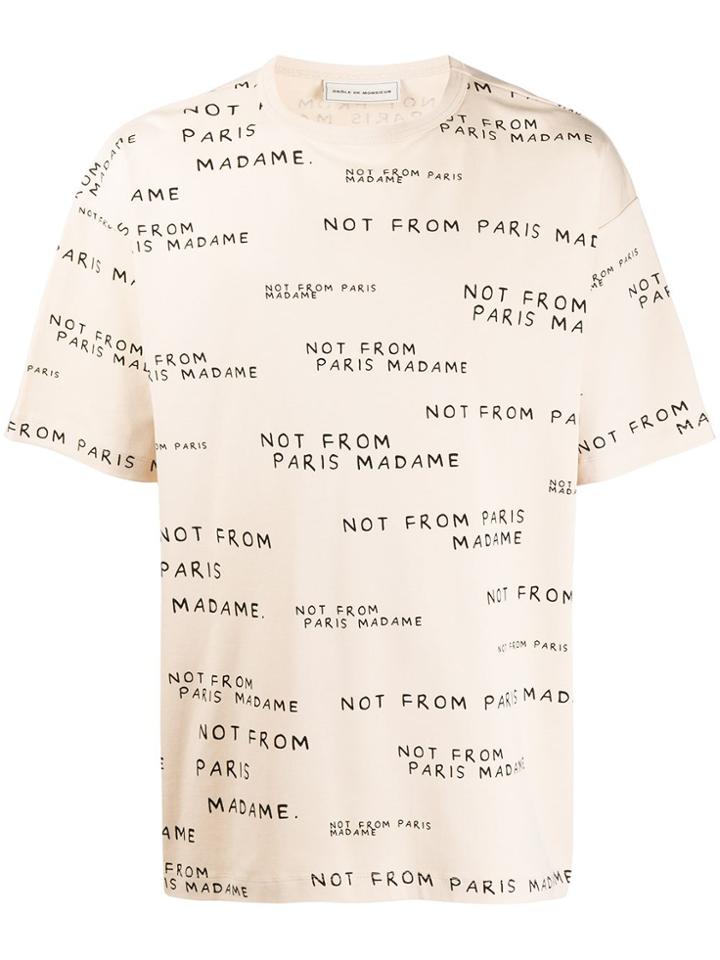 Drôle De Monsieur Nfpm Slogan T-shirt - Neutrals