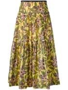 Red Valentino - Floral-print Skirt - Women - Silk/cotton - 42, Yellow/orange, Silk/cotton