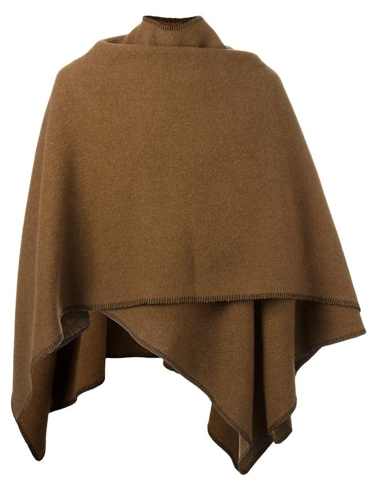 Mp Massimo Piombo Short Poncho Cape, Men's, Brown, Wool