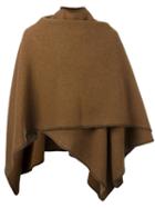 Mp Massimo Piombo Short Poncho Cape, Men's, Brown, Wool
