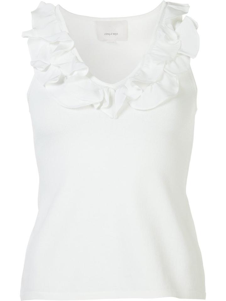 Cinq A Sept Ruffle Detail Top, Women's, Size: Medium, White, Viscose/nylon