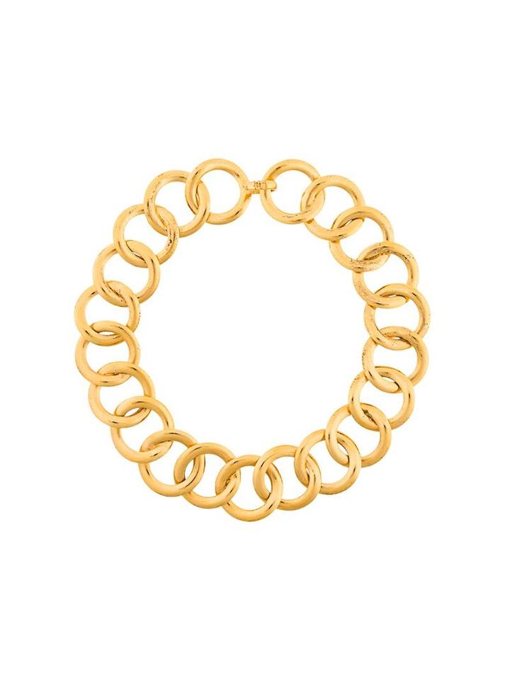 Chanel Vintage Gourmette Couture Hoop Necklace, Women's, Metallic