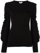Fendi Frill Trim Jumper, Women's, Size: 44, Black, Polyamide/spandex/elastane/cashmere