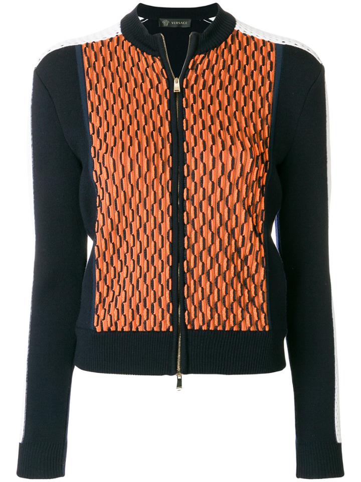 Versace Patterned Zip Jumper - Blue