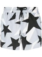 Nos Beachwear Star Print Swim Shorts - Grey