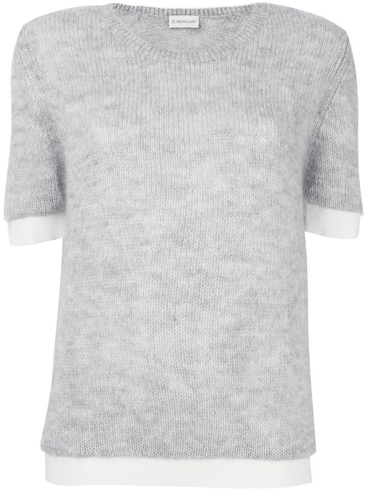 Moncler Knitted Short Sleeve Sweater, Women's, Size: Xs, Grey, Mohair/wool/polyamide