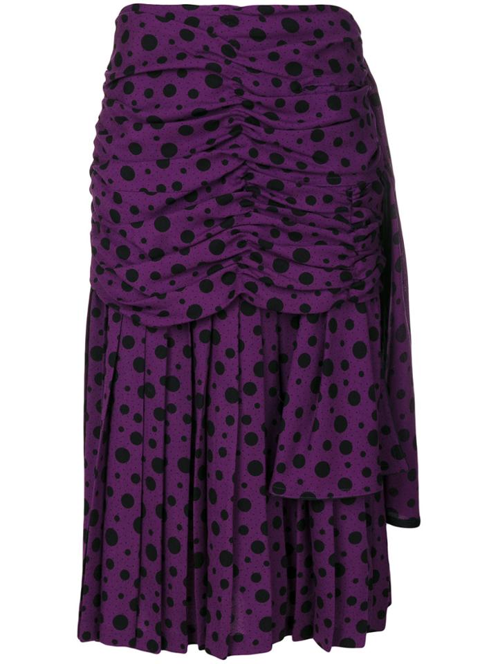 Versace Vintage Draped Pleated Dots Skirt - Pink & Purple