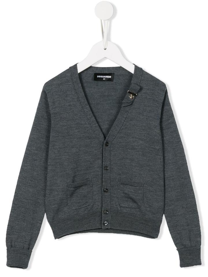 Dsquared2 Kids V-neck Cardigan, Girl's, Size: 12 Yrs, Grey