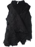 Cutuli Cult Raw Edge Waistcoat, Women's, Black, Sheep Skin/shearling/silk