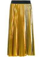 Nude Mid-length Pleated Skirt - Yellow & Orange