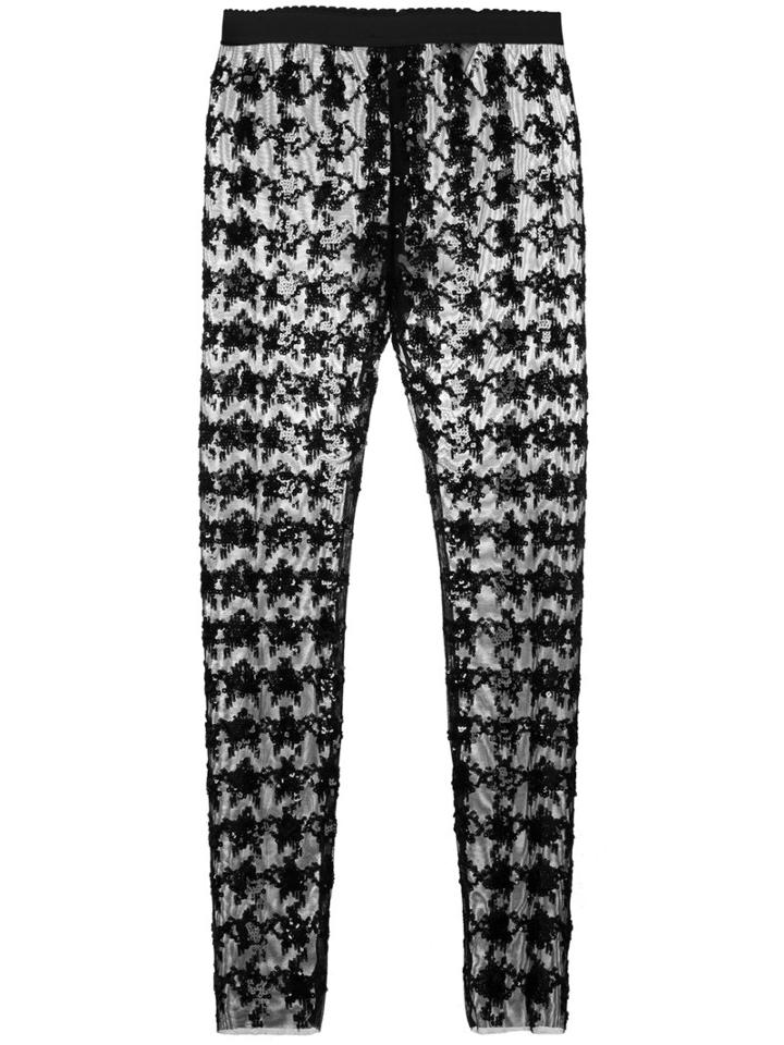 Dolce & Gabbana Sequin Skinny Trousers, Women's, Size: 42, Black, Polyamide/spandex/elastane/polyester