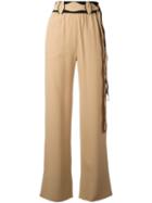 Veronique Leroy Scallop Belted Trousers, Women's, Size: 40, Nude/neutrals, Silk/acetate